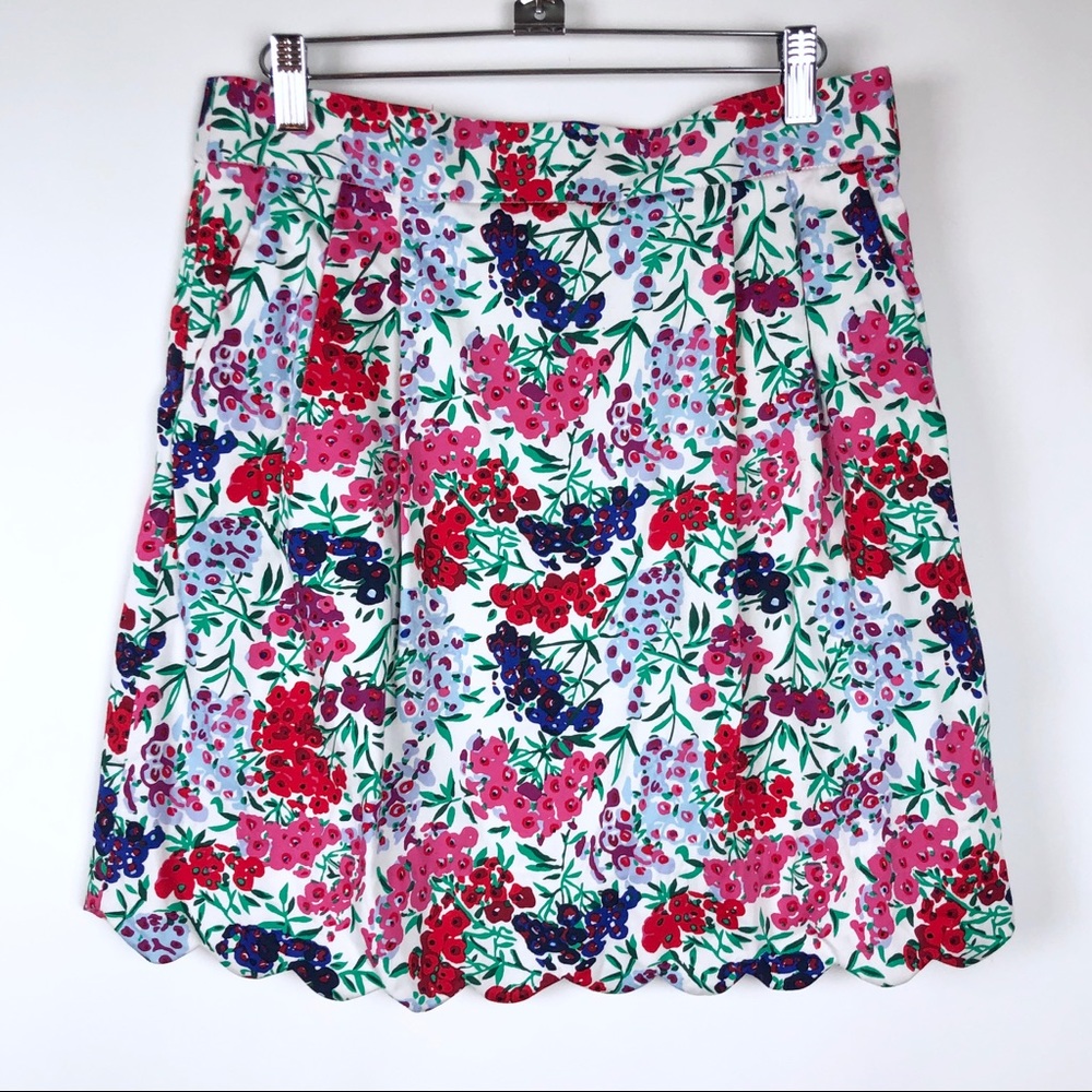 Draper James Scalloped Floral Skirt Pleated